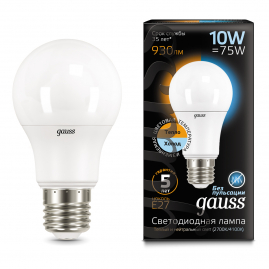 Лампа светодиодная Gauss LED груша A60 10Вт E27 880lm 3000K 1-10-50