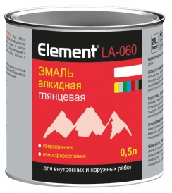 Эмаль алкидная Element LА-060 серая глянцевая 0,5л