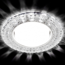 Светильник точечный Ambrella light G230 CL-CH хром прозрачный круг GX53+3W LED WHITE