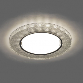 Светильник точечный Feron CD4041 с LED подсветкой 20LED 4000K, GX53, серебро хром, круг стекло 40518