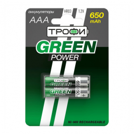 Аккумулятор Трофи HR03-2BL 650 mAh NiMH Green power Б0019499