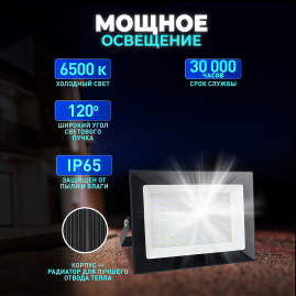 Прожектор светодиодный Smartbuy 100Вт 6500К IP65 FL SMD LIGHT черный SBL-FLLight-100-65K