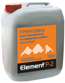 Грунтовка для внутренних и наружних работ акриловая Element Р-2 10л