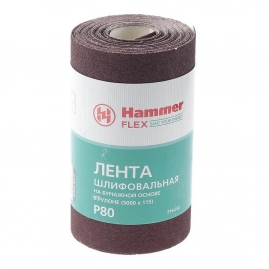 Лента шлифовальная HAMMER 115мм, 5м P80 бумажная основа 289132