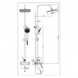 Душевой гарнитур с верхним душем и смесителем TOKITO Rain 1013