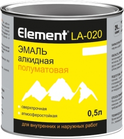 Эмаль алкидная Element LA-020 белая полуматовая 0,5л