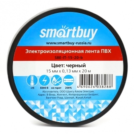 Изолента Smartbuy 0,13х15мм черная 20м SBE-IT-15-20-b