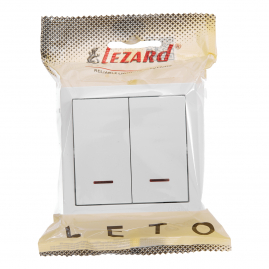 Выключатель накладной Lezard LETO двухклавишный с подсветкой белый 752-0200-112