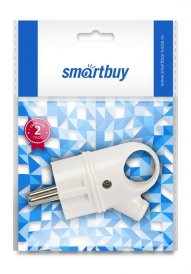 Вилка Smartbuy с кольцом с заземлением белая 16А 250В IP20 SBE-16-P03-w