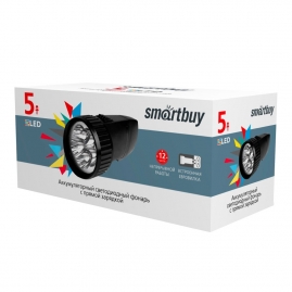 Фонарь Smartbuy аккумуляторный светодиодный 5LED с прямой зарядкой черный SBF-44-B