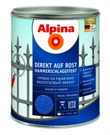 Эмаль Alpina Direkt A Rost Hammerschlageffekt по ржавчине, молотковая, глянцевая 0,75л антрацит