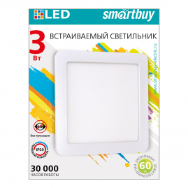 Светильник светодиодный Smartbuy встраиваемый квадрат 3Вт 6500K IP20 SBL-DLSq-3-65K