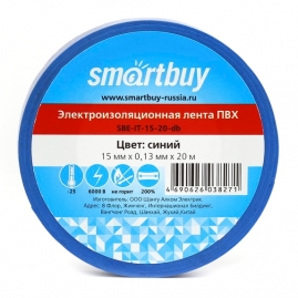 Изолента Smartbuy 0,13х15мм синяя 20м SBE-IT-15-20-db