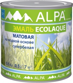 Эмаль на водной основе ALPA ECOLAQUE белая матовая 0,5л