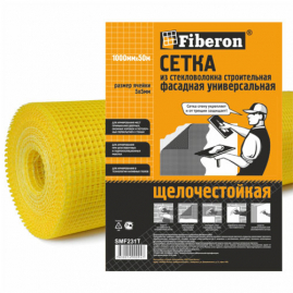 Сетка строительная Fiberon 1х50м универсальная фасадная желтая 5х5мм