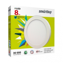 Светильник светодиодный Smartbuy Round накладной круг 8Вт 5000K IP20 120х40 бел SBL-RSDL-8-5K