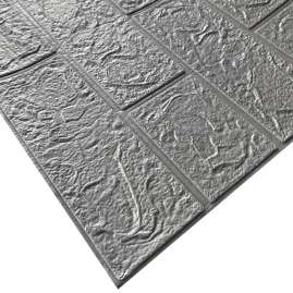 Панель самоклеящаяся вспененная Grace Кирпич серый металлик 700х770мм