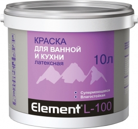 Краска Элемент L-100 для ванной и кухни, латексная 10л