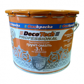 Грунт-эмаль по ржавчине 3в1 быстросохнущая черный RAL9005 DecoTech professional 1,8кг