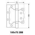 Петля универсальная накладная Аллюр 2BB BL 100х75x2,5мм матовый черный 2шт