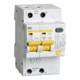 Выключатель автоматический IEK дифференциального тока 2П 25А 30мА AC 4.5кА АД-12 MAD10-2-025-C-030