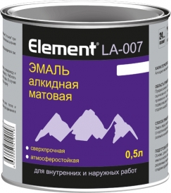 Эмаль алкидная Element LА-007 белая матовая 0,5л