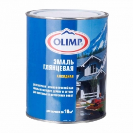 Эмаль алкидная OLIMP глянцевая зеленая 0,9л/1кг