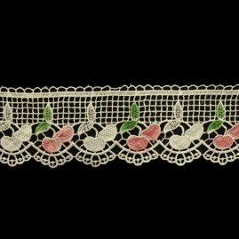 Кружево TexRepublic вишенки фон кремовый HX 503452-C/9,5см, 54869 УД_Д