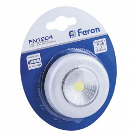 Фонарь кнопка Feron FN1204 1LED 2Вт 3хAAA , 68х18мм, белый, 23373