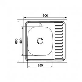 Мойка накладная Mixline 600х600х160мм 0,4мм нержавеющая сталь правая 527969