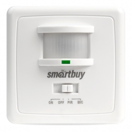 Датчик движения Smartbuy инфракрасный встраиваемый с датчиком звука, 500Вт, до 9м, IP20 sbl-ms-003
