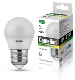 Лампа светодиодная Camelion LED5-G45/830/E27, 5Вт, 220В