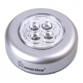 Фонарь Smartbuy светодиодный PUSH LIGHT 1штх4 LED 3AAA серебристый SBF-831-S