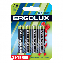 Батарейка Ergolux LR03 Alkaline BL 3+1FREE 1,5В 12866