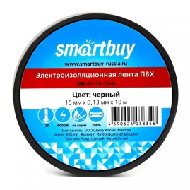 Изолента Smartbuy 0,13х15мм черная 10м SBE-IT-15-10-b