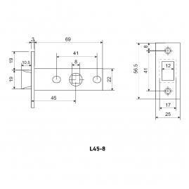 Защелка межкомнатная Аллюр L45-8 MBN графит