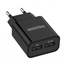 Зарядное устройство Smartbuy сетевое FLASH 2.1 А+1 А 2 USB черное SBP-2010