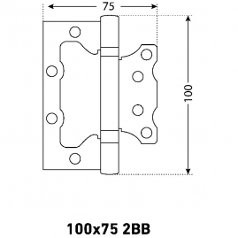 Петля универсальная накладная Аллюр 2BB BP 100х75x2,5мм латунь 2шт