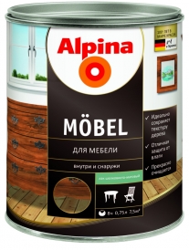 Лак Alpina для дерева мебельный 0,75л, акриловый, универсальный, шелк/мат