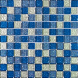 Мозаика стеклянная Doml Fohan 008 LGDHIK/BLGDHI синяя 300x300мм, 4x25мм