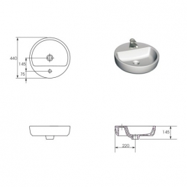 Раковина накладная Cersanit CASPIA 44 RING