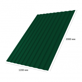 Профнастил С8А зеленый 2000x1200x0,4мм RAL 6005