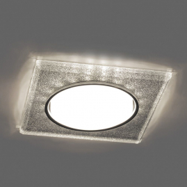 Светильник точечный Feron CD4040 с LED подсветкой 20LED 4000K, GX53, серебро квадрат стекло 40517