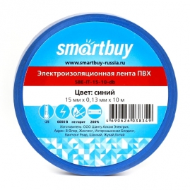 Изолента Smartbuy 0,13х15мм синяя 10м SBE-IT-15-10-db