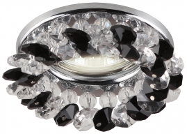 Точечный светильник Эра DK16 круглый с мелкими хрусталиками MR16,12В-220В, 50Вт хром, прозрачный