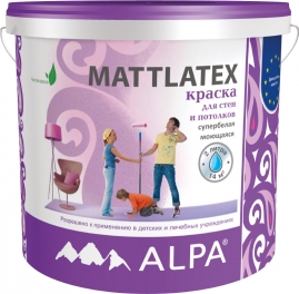 Краска Альпа Маттлатекс для стен и потолков, акриловая, матовая 2л
