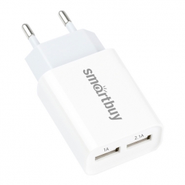 Зарядное устройство Smartbuy сетевое FLASH 1 А+1 А 2 USB белое SBP-2011