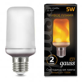 Лампа светодиодная Gauss LED колба пламя T65 Flame 5Вт E27 20-80lm 1500K 1-10-100