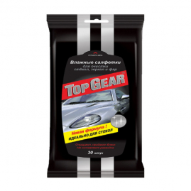 Салфетки влажные Top Gear для очистки стёкол, зеркал и фар 30шт 20-7-130