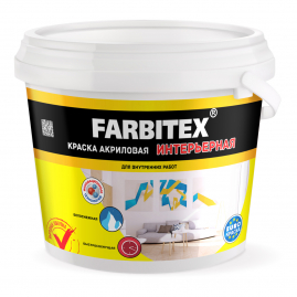 Краска акриловая Farbitex интерьерная 3кг